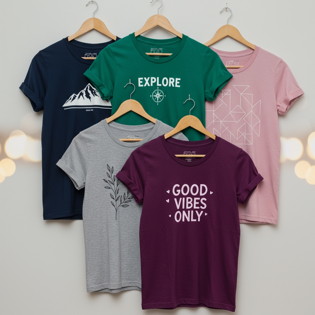5 Pcs Half Sleeve Colorful T-Shirt Combo